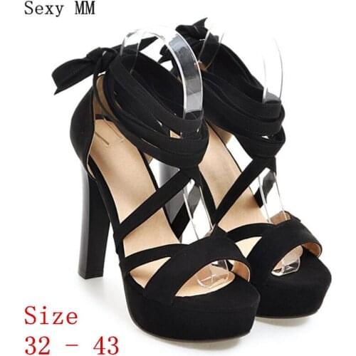Summer Pumps Women Peep Toe High Heels Party Wedding Platform Gladiator Sandals Woman High Heel Shoes Small Plus Size 32 - 43