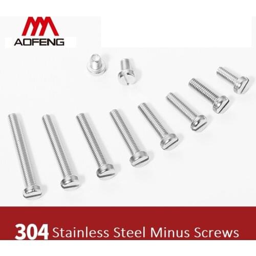 M4 304 Stainless Steel Slotted Screw M4*5 6 8 12 14 118 2022 25 30 35 40 45 75mm Minus Screws M4