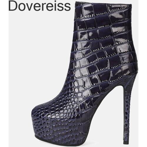 Fashion Womens Shoes Winter new Sexy Short boot Elegant Zipper platform boots Concise Mature Stilettos heels Big size 44 45