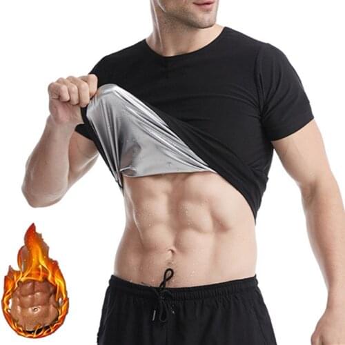 Men Sauna Shaperwear Waist Trainer Sweating T-Shirts Fat Burning Body Shaper Tummy Trimmer Corset Abdomen Slimming Vest