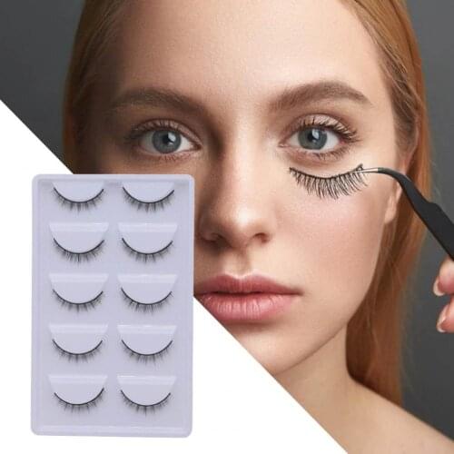 5Pairs/Box False Eyelashes Natural Comfortable Fiber Short Makeup Extensions Eye Lashes for Dressing Room