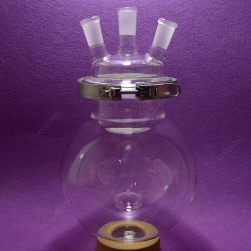 NANSHIN,5000ML 3-Neck Reaction Flask,24/40,Separately Flask with Easily Clamp,5L Reactor