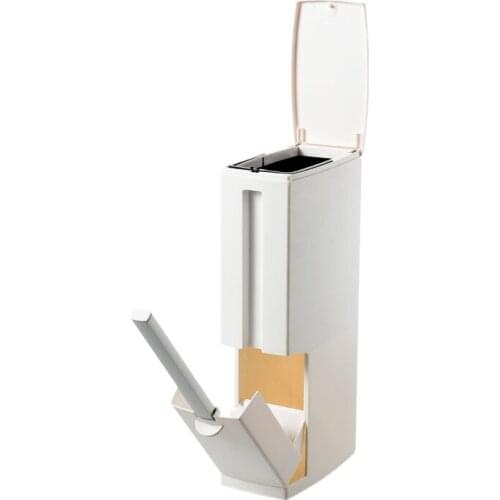 Waste Bin Storage Bucket Plastic Trash Can Set With Toilet Brush Bathroom Dustbin Trash Cans Garbage Bucket Garbage Bin Newest