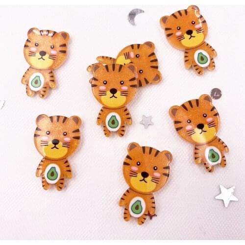 New Colorful Lovely Glitter Tiger Flatback Sheet Miniature Pattern Plane Applique DIY Scrapbook Home Embellishments Craft J106