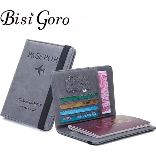 BISI GORO RFID Passport Holder Book Passport Cover Womens Wallet Thin Multifunction Card ID Case 2020 New PU Leather Travel Bag