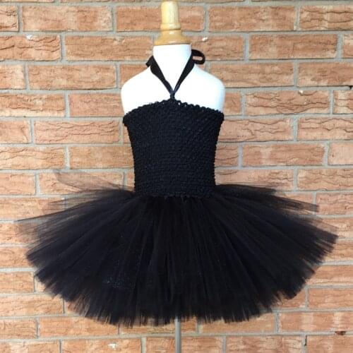 Baby Girls Black Tutu Dress Kids 2Layers Crochet Corset Tulle Strap Dress Children Cosplay Costume Christmas Party Dress Cloth