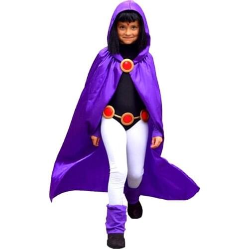 Deluxe Girls Carnival Dress Up Kids Dionysia Teen Titan Raven Cosplay Costumes Adult Halloween Birthday Party Costume 4pcs/1set