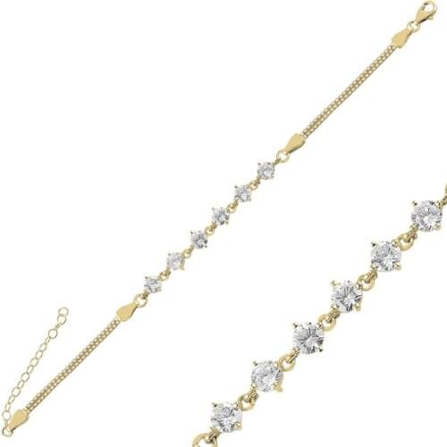 Silver 925 Sterling Zircon Cube Chain Watercourse Bracelet