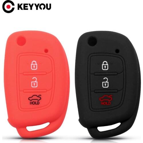KEYYOU 3 Button Silicone Key Cover Case For Hyundai Creta Tucson Elantra Santa Fe i10 i20 i30 iX25 iX35 Remote Car Key Protector
