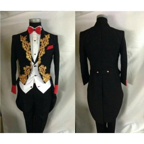 Tuxedo Men Suits Dress Magic Court Hosted Stage Performance Embroidery Changed Pigeon Magic Swallowtail Wedding Formal Dress