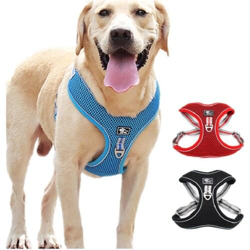 Pet Dog Collars Harnesses Leads Reflective Polyester Dog Harness Adjustable Vest Breathable Pet Harness Vest