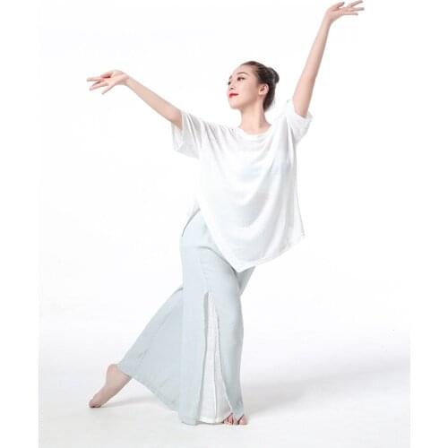 Latin Dance Loose large shirts Sexy split knitting Lady Ballroom Tango Tops Cha Salsa rumba modern Dance wear Yoga costumes Tee