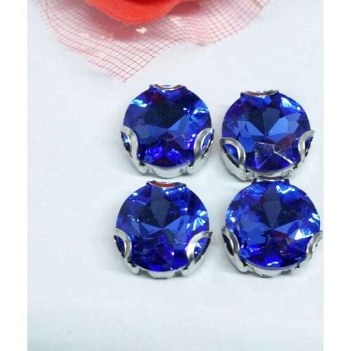 The Stone Flower Light Sapphire Crystal Glass Sewing Rhinestones with D Shape Claw DIY Jeans Woman and Wedding Dresses