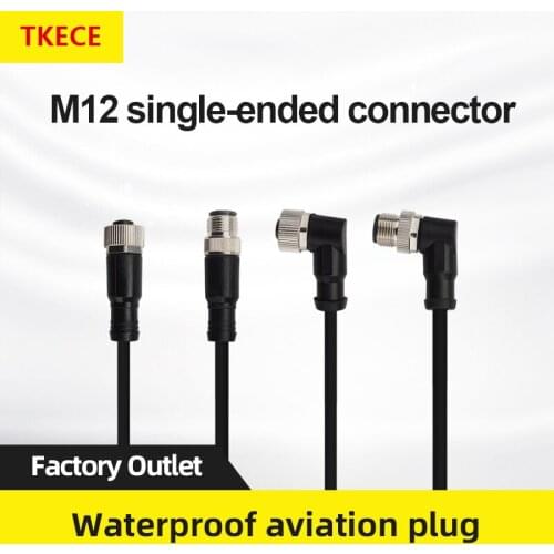 TKECE M12 elbow straight head 4/5 core male head female head single-ended PUR chain connection line to plug-in sensor connector