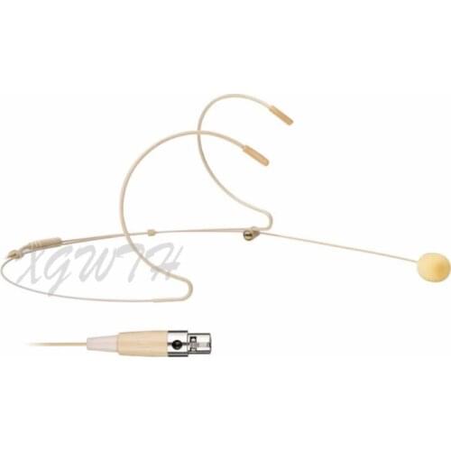 Headworn 3 Pin Mini XLR Microphone for AKG Samson Wireless System Bodypack Transmitter Beige Dual Earhook Headset Head Mic