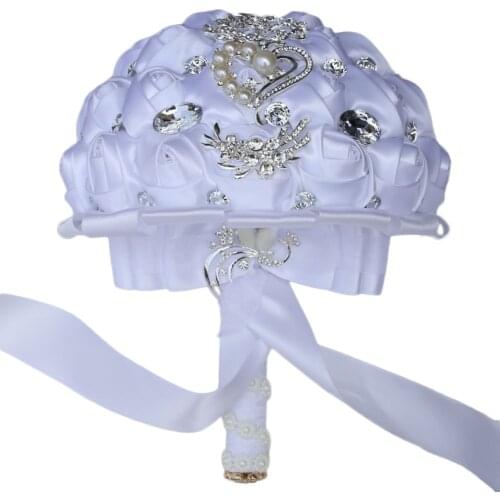 15 Styles Rhinestone Ribbon Bridal Bouquet Wedding Holding Flowers Gifts Artificial Flower Bride Groom Dance Decoration Gift