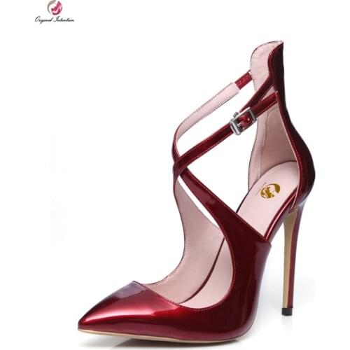 Original Intention Women Sandals Sexy Pointed Toe Thin Heels Sandals Fashoin Black White Nude Wine Shoes Woman Size 3.5-10.5