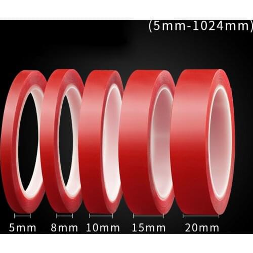 1 Roll length 10m Strong Acrylic Adhesive PET Red Film Clear Double Side Tape No Trace For Phone Tablet LCD Screen Glass