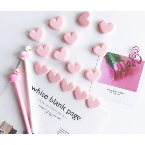 5Pcs/set pink love heart Clip Decor lovely Picture Tickets postcard Photos Memo Paper Clips Craft office Supplies Stationery