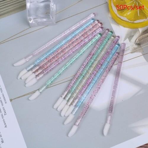 50Pcs Disposable Eyelash Brush Crystal Lashes Micro Brushes Eyelash Extension Supplies Applicator Cleaner Beauty Makeup Tools