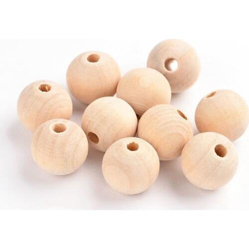 50 Pieces Wholesale Natural Unfinished Wooden Craft Loose Beads 10mm Findings