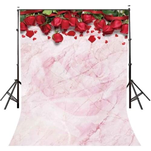 5x7ft Romantic Red Rose Backdrop Millennial Pink Photography Background Wedding Party Photo Video Studio Props