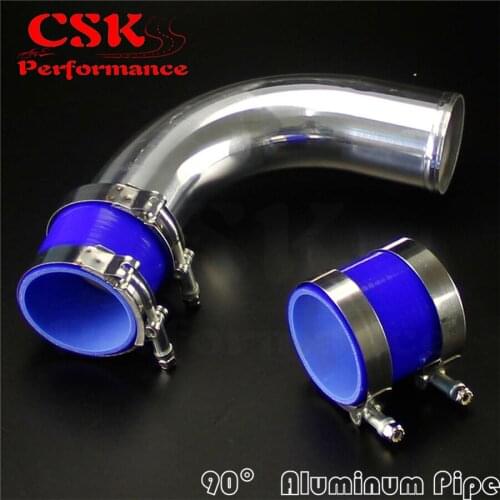 90Deg 80mm 3.15" Aluminum Intercooler Piping pipe Tube+Silicone hose w/ T-clamps
