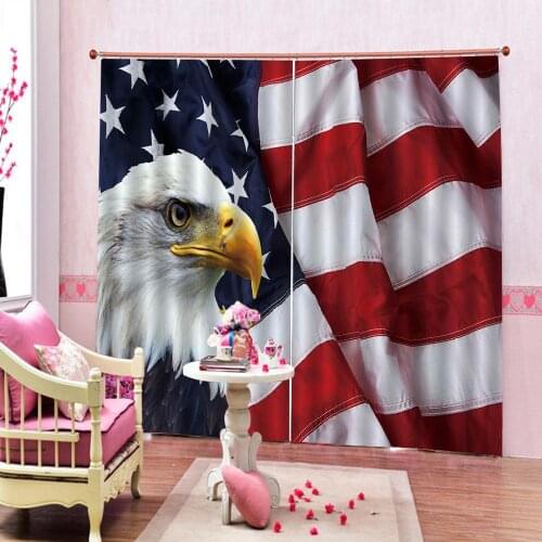 American Flag Curtain with Animal eagle For Living room Bedroom Polyester Fabric Blackout Window Drapes Customizable any size