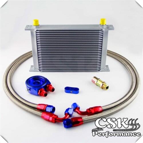 AN8 25 Row 248mm Universal Engine Transmission Oil Cooler Kit Fit For Honda, Nissan ,Mazda Black/Blue