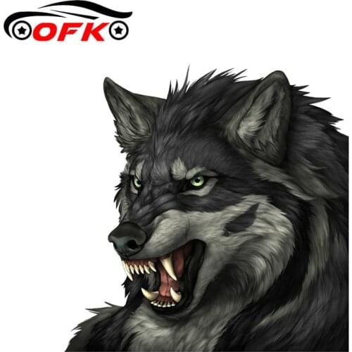 Car Stickers Decor Motorcycle Decals Cool Gray Angry Wolf Window Wall Decorative Accessories Creative Waterproof PVC,14cm*14cm