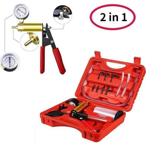 Car Manual Pump Pressure Vacuum Gauge Brake Bleeding Portable Durable Repair Test for Vacuum Power Brake Systems 2 in 1
