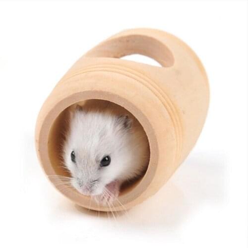 Barrel Hamster Toy Pet Supplies Wooden Porous Design Hamster House Bed Cage Nest Hamster Chew Tunnel Toy MA993707