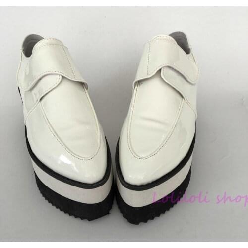 Princess lolita white shoes Black and White background Magic stick Tip shoes customized large size shoes by Handmade an1284