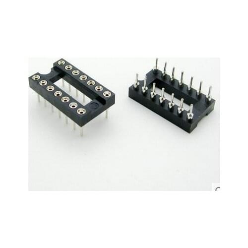 Free Shipping 50pcs 14 Pin 2.54mm DIP SIP Round IC Sockets Adaptor Solder Type DIP-14