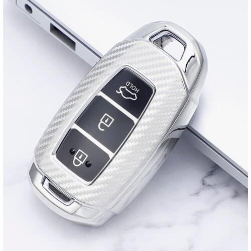 Carbon Fiber TPU Car Key Case Cover For Hyundai i30 Ix35 KONA Encino Solaris Azera Grandeur Ig Accent Santa Fe Veloster Palisade