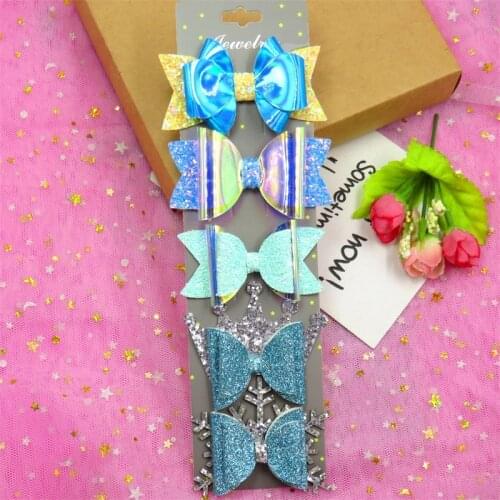 5PCS/SET Lovely Green Sequin Girls Clip Bows Child Hair Tie Knot Creativity Handmade Hairpins Fashion Hair Accessories For Kids