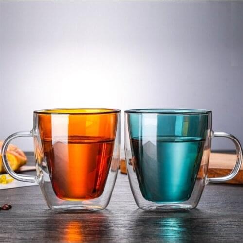 Double Coffee Mugs With the Handle Mugs Drinking Insulation Double Wall Glass Tea Cup Creative Gift Drinkware Milk