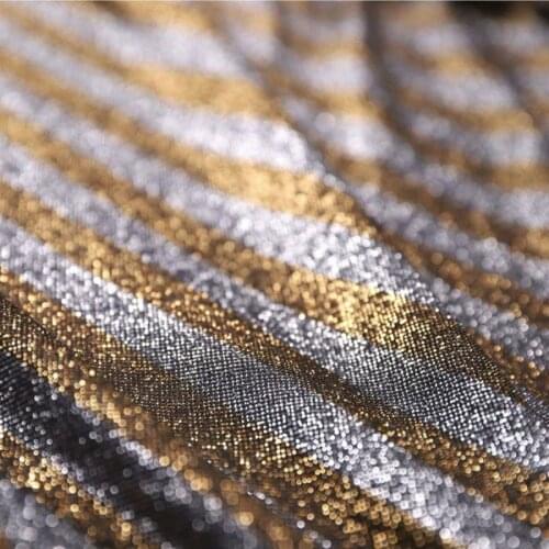 Stretchy Nylon Spandex Shimmer T Shirt Fabric 2 Tone Shiny Stripped Soft Spring and Autumn Dress Skirt DIY Garment Sewing