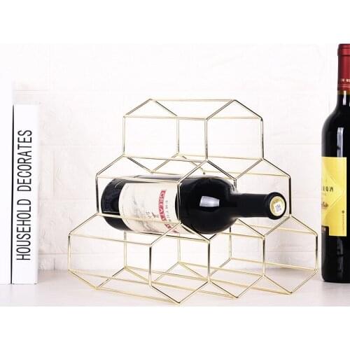 European gold iron red wine rack ins living room creative wine cabinet display shelf honeycomb bar decoration