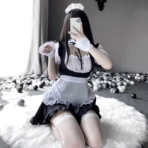 Maid Cosplay Sexy Erotic New Kawaii Lingerie Ruffle Transparent Costumes High quality Temptation Dress Cute Bowknot for Women