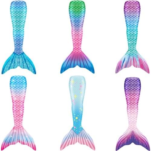 Little Mermaid Tails Swimwear for Kids Summer Dress Swimmable Suit Girl Mermaid Costume Zeemeerminstaart No Monofin C40A45