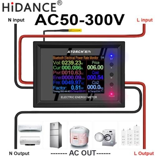 AC Meter 30A/100A Digital Voltage app indicator Power Energy Voltmeter Ammeter current Amps Volt wattmeter tester detector