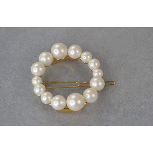Copper core gilded Glass Pearl round Elegant fashion Hairpin French Street Photography Classic style