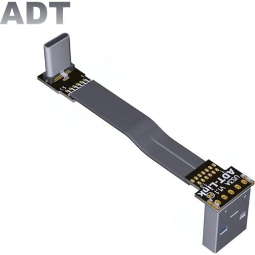 3A USB Type C double 90 Degree USB C Cable Ribbon Flat Angled Up Down Gooseneck Type USB 3.0 type-C Fast Charging Data Cable