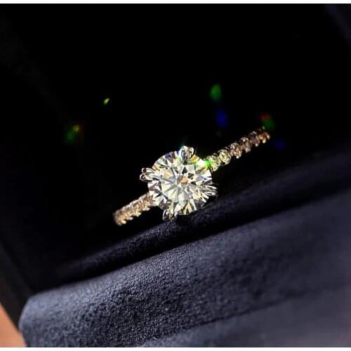 Solitaire 0.5ct Lab Moissanite Promise ring 925 Sterling silver Engagement Wedding Band Rings for women Bridal Finer Jewelry