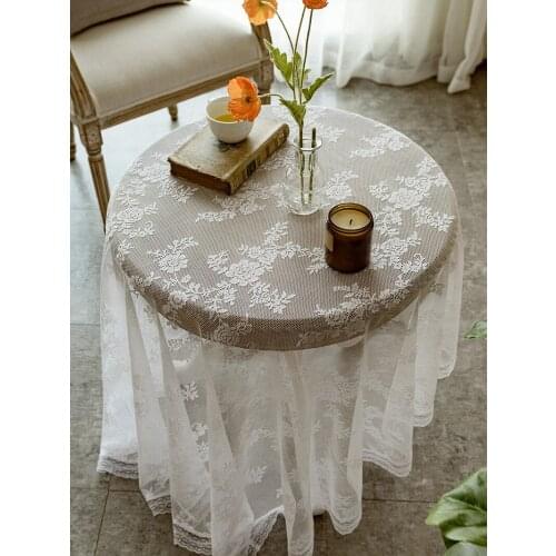 Lace Table Cloth Small Round Or Rectangle Table Nordic Retro White Ins Style Tablecloth Net Red Dessert Table Cover