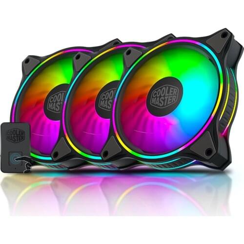 Cooler Master MF120 HALO 3 in 1 Kit 120mm silent and colorful ARGB PWM chassis cooling fan, support Shenguang synchronization