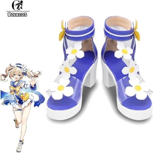 ROLECOS Genshin Impact Barbara Swimsuit Cosplay Shoes Summertime Sparkle Barbara Cosplay Shoes Women Swimwear High Heel Shoes