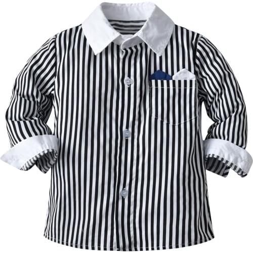 2021 Hot Sale Boys' Long Sleeve Classic Dress Shirt Oxford Stripe Lattice Kids Shirts Kid Casual Clothes Can Be a Coat