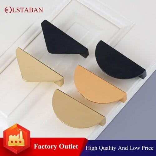 LSTABAN Modern Simple Round Golden Cupboard Handle Wardrobe Furniture Accessories Black Square Door Handle Drawer Pull Hardware